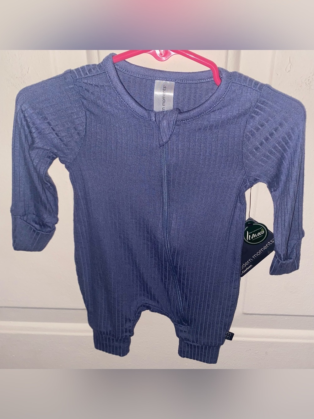 Newborn Modern Moments By Gerber Navy Ribbed Baby One-Piece New